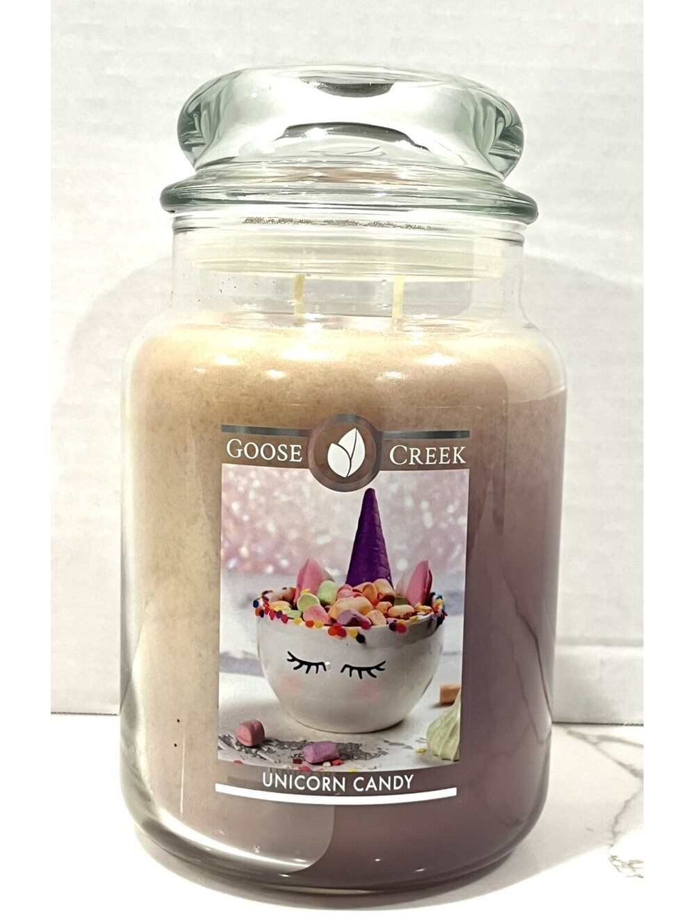 Goose Creek Unicorn Candy large Jar Candle 2 Wick 24oz New Old Style Jar